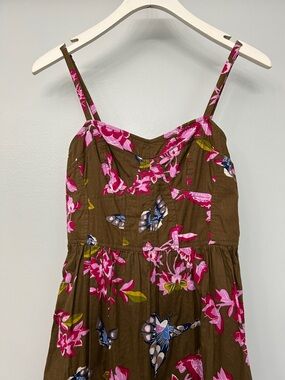 French Connection Brown Floral and Pink Butterfly Sundress
